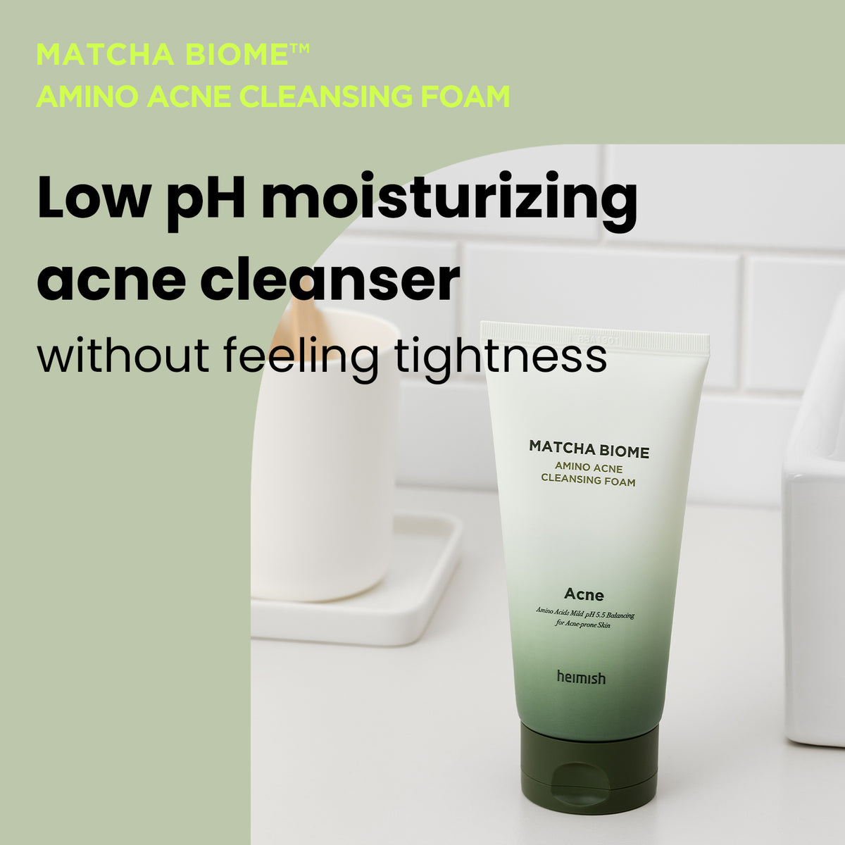 heimish Matcha Biome Amino Acne Cleansing Foam 150ml — product view 3